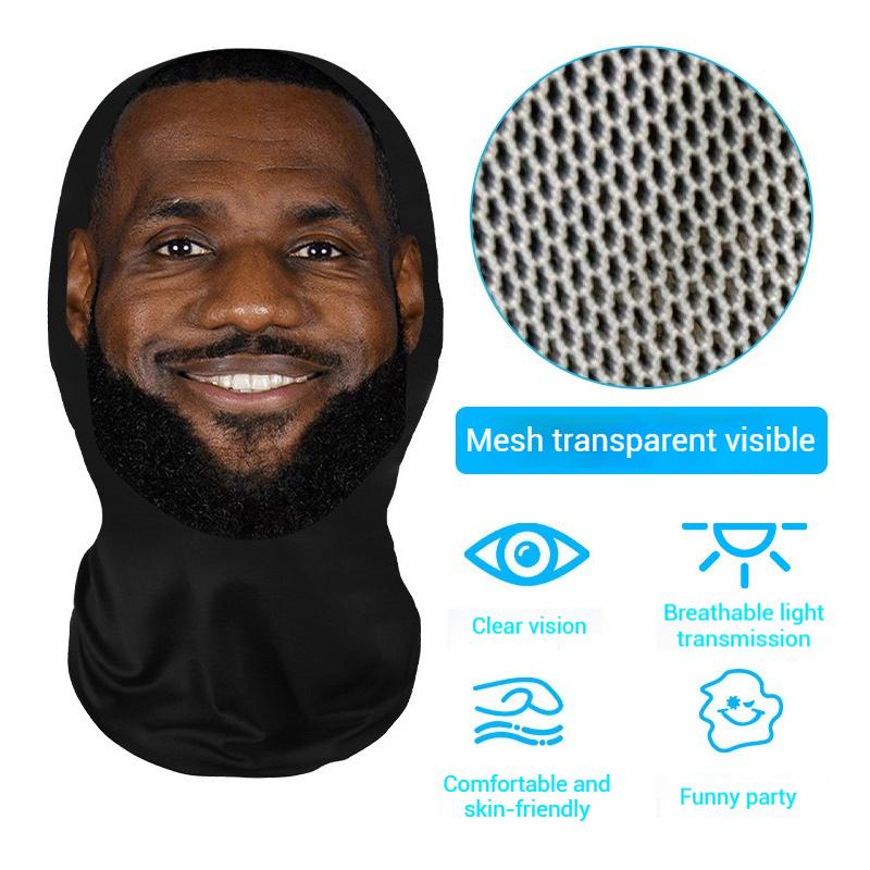 3D Seamless Mask Realistic Face Masks Funny Face Printed Head Scarf Cosplay Role Play Prop Dress Up Facemask Balaclava Headgear