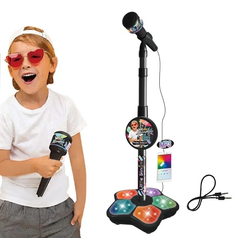 Kids Microphone Toy with Stand Karaoke Song Music Instrument Toys Brain-Training Educational Toy Birthday Gift for Girl Boy