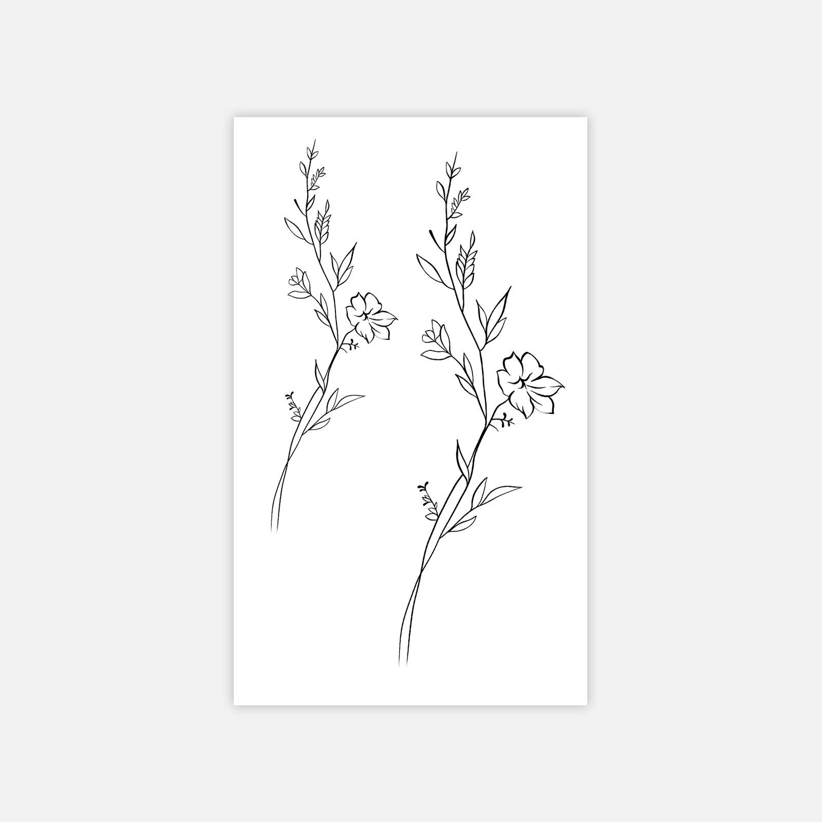 Small Fresh Bouquet Tattoo Stickers Simple Clavicle Arm Tattoo Stickers 6*10
