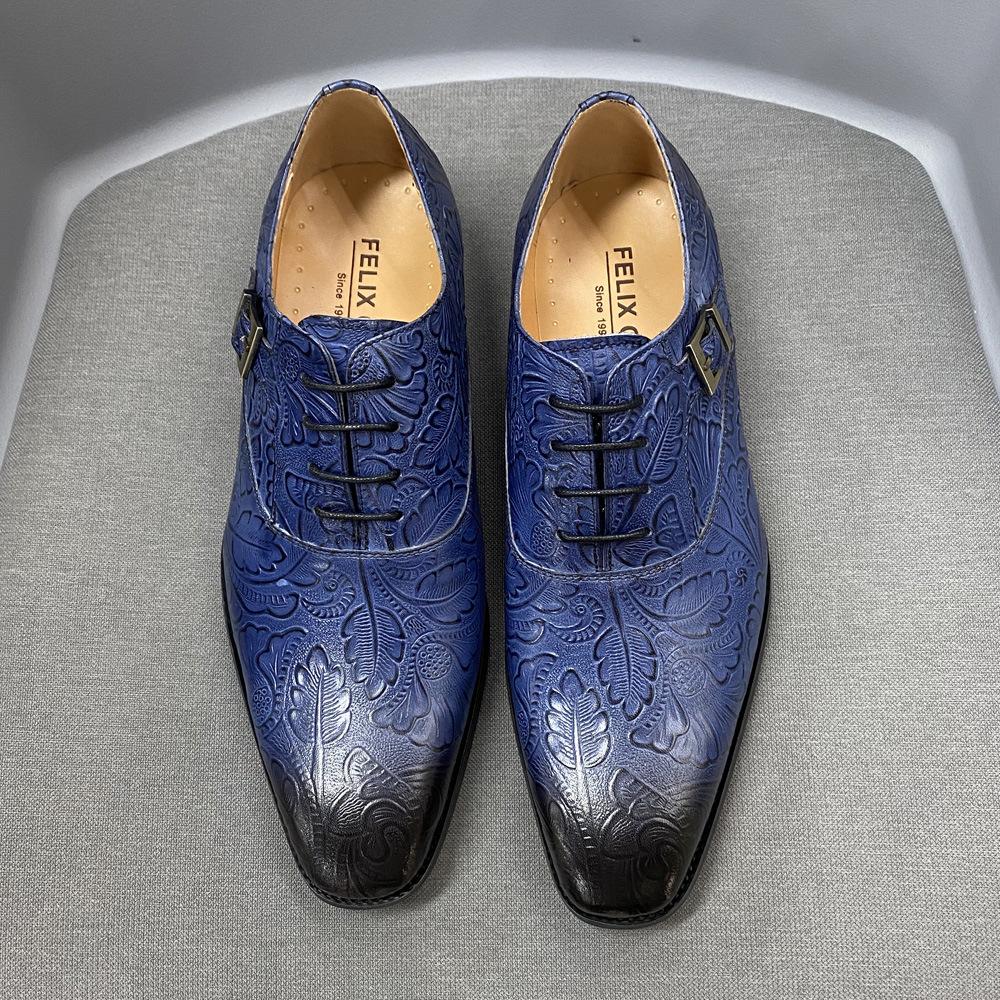 High-End Handmade Cowhide Large-Size Men`S Shoes