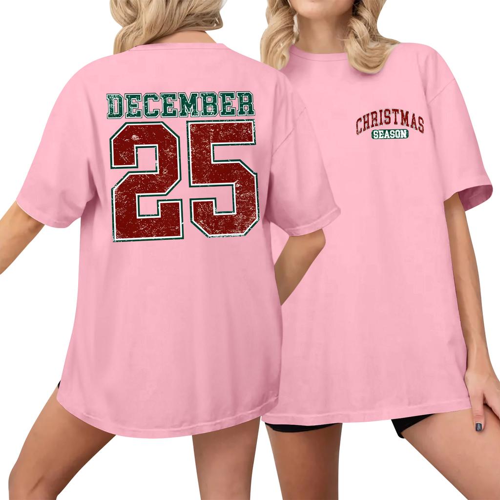 Women's Casual Printed T-Shirt Round Neck Pullover Short Sleeve Top