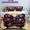 3pcs Custom Name Horror Icons Printed Bedding Set Duvet Cover Closure Includes 1 Duvet Cover & 2 Pillowcases, Soft and Comfortable for All Seasons.