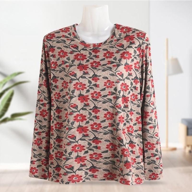 

Printed Long-sleeved Plus Size T-shirt Women s Blouse Spring and Autumn Ladies Bottoming Shirt 6XL