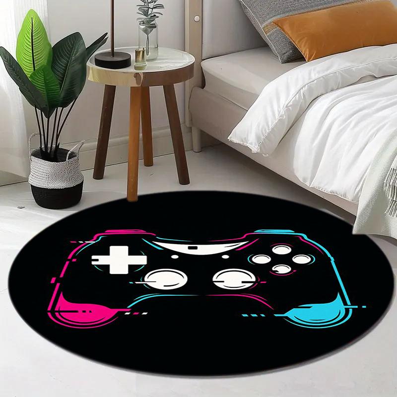 1Pc Game Theme Printed Circular Carpet, Home Door Mat, Outdoor Travel Protection Carpet A7