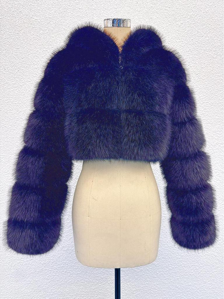 Europäisch-Amerikanischer Kurzer Kapuzenmantel aus Kunstfuchsfell für Herbst/Winter