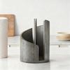 Mountain Paper Towel Holder Countertop with Wood Round Base And Iron Holder One-Hand Tearing Wood Paper Towel Holder for Kitchen Dining Room