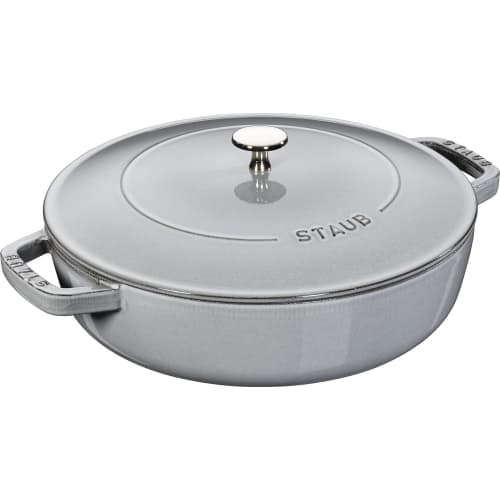 Staub Braiser Saut? Pan, Gray, 24cm, Double-Handled, Cast Iron Enamel, Shallow, Sukiyaki, Induction Compatible [Official Japanese Product] Braiser 405