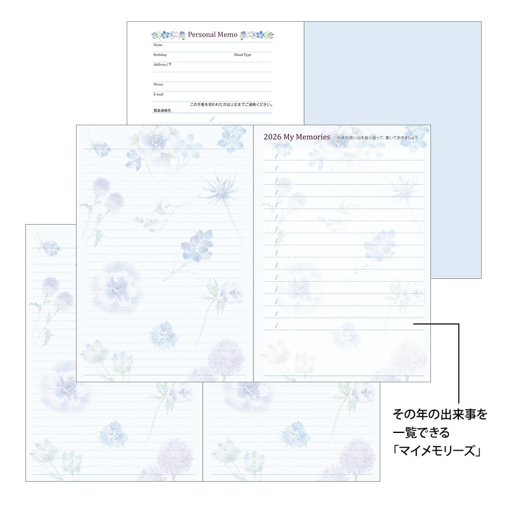 Midori Pocket Country Time Floral 22374006 January Diary, 2026, B6, Weekly, Pattern, (Starts 2026)