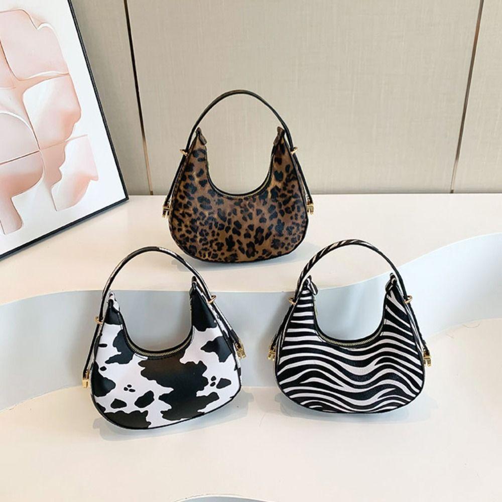 

Handbag PU Leather Underarm Bag Y2K New Moon Bag Simple Women Hobo Bag Ladies Style C