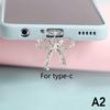 Phone Dust Plug Cute Bow Diamond Phone Accessory Pendant Decoration For Iphone Type-C Charging Interface