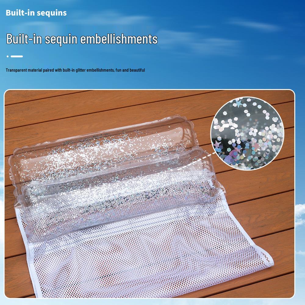 Inflatable Sequin Pool Float with Foldable Backrest
