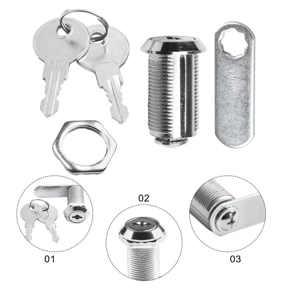 16/20/25/30mm Zinc Alloy Security Lock Set with 2 Key Drawer Lock Durable Cam Locks