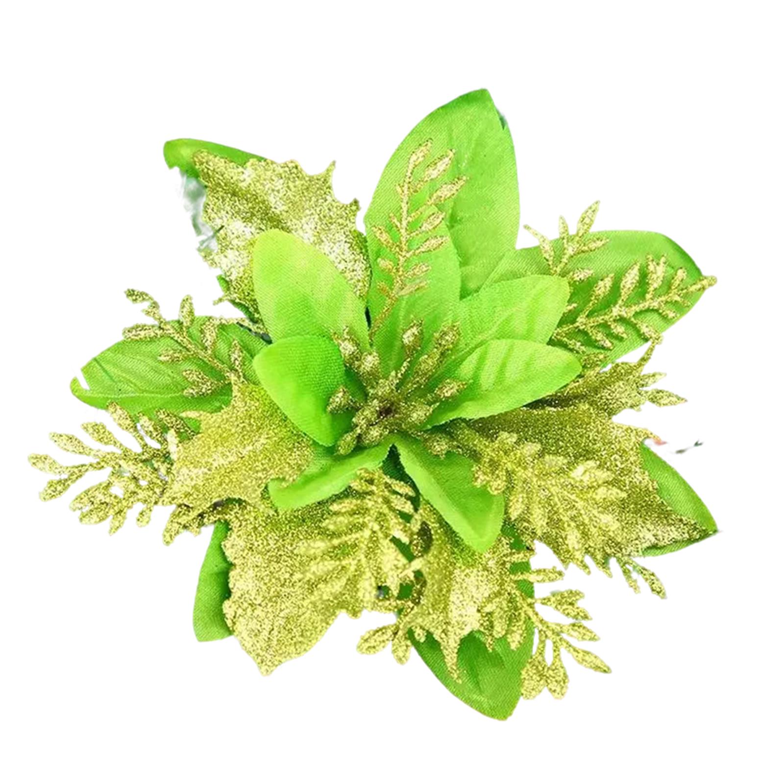 

Блестящая пуансеттия 5,5 дюйма искусственный цветок рождественский зажим стебель рождественские украшения для свадебной вечеринки украшение для венка One Size