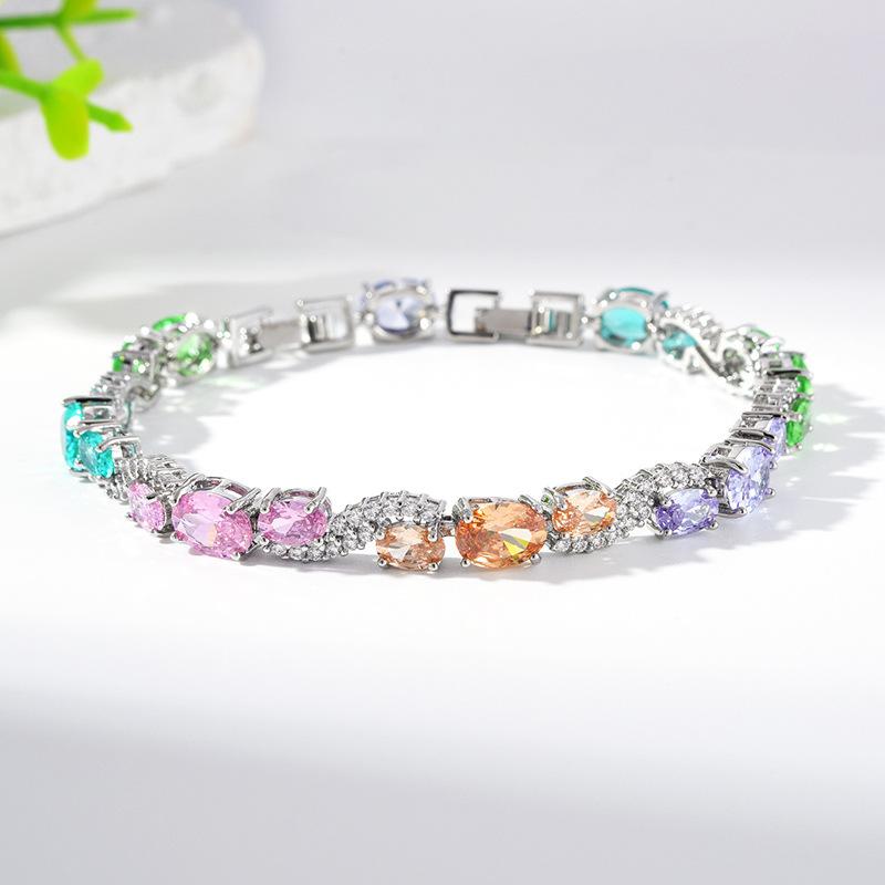 

Простой инкрустированный цирконием ААА круглый темпераментный изысканный браслет ювелирные изделия женский в наличии 17.5 + 3cm removable extension buckle разноцветный