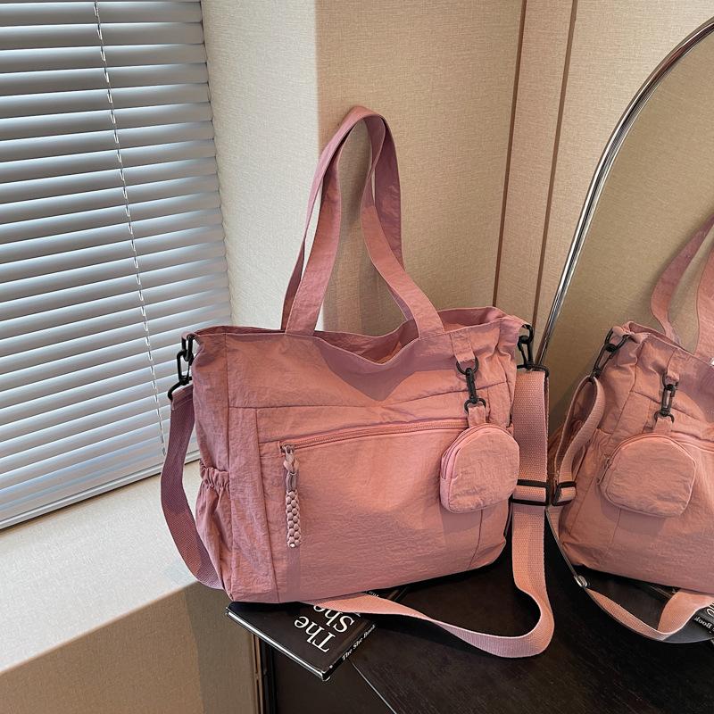 

Холщовая сумка женская большой вместимости новая летняя универсальная на плечо сумка-мессенджер сумка-тоут для занятий для студентки розовый