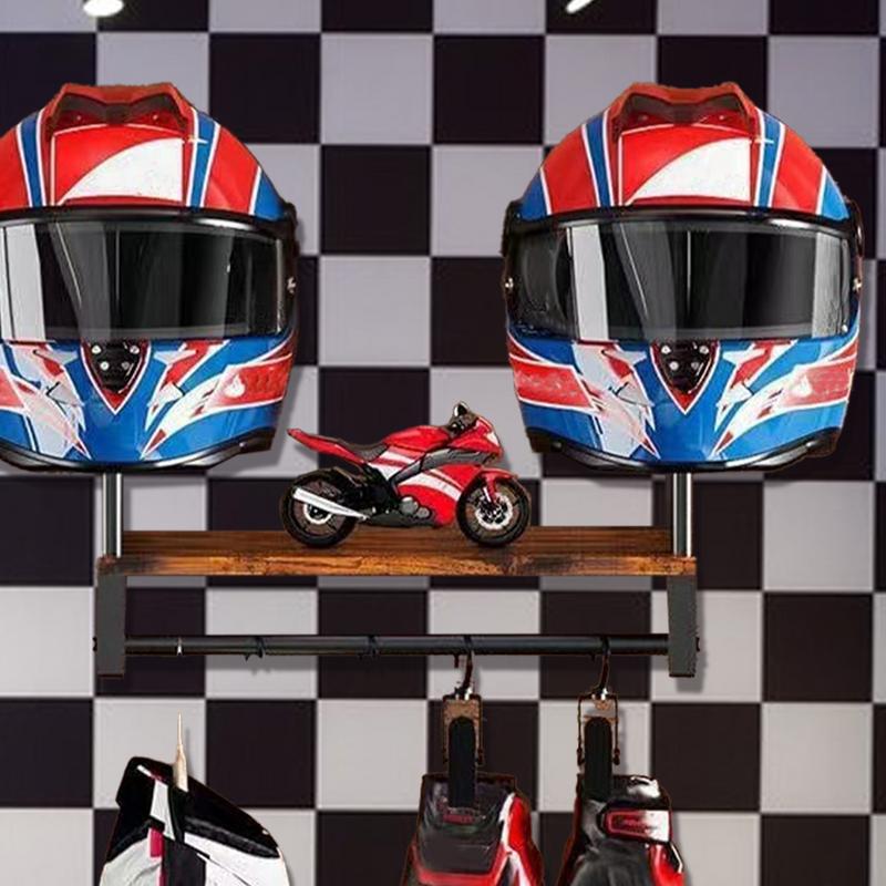 Hat Rack Wall Mount Storage Organizer Hat Rack Hat Organizer with 4 Clips Safety Hat Hanger Display Stand Wooden Storage Rack