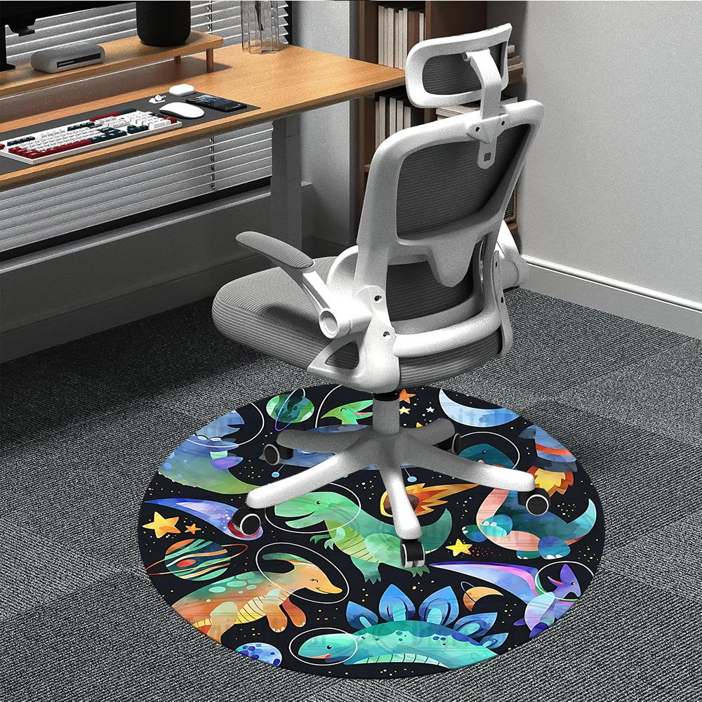

1pc DinoGalaxy Office Round Area Rug, Indoor Mat Suitable ForOffice, Under Office Chairs Bedroom Living Room Home Decor, Room Deco, D007 80cm by 80cm