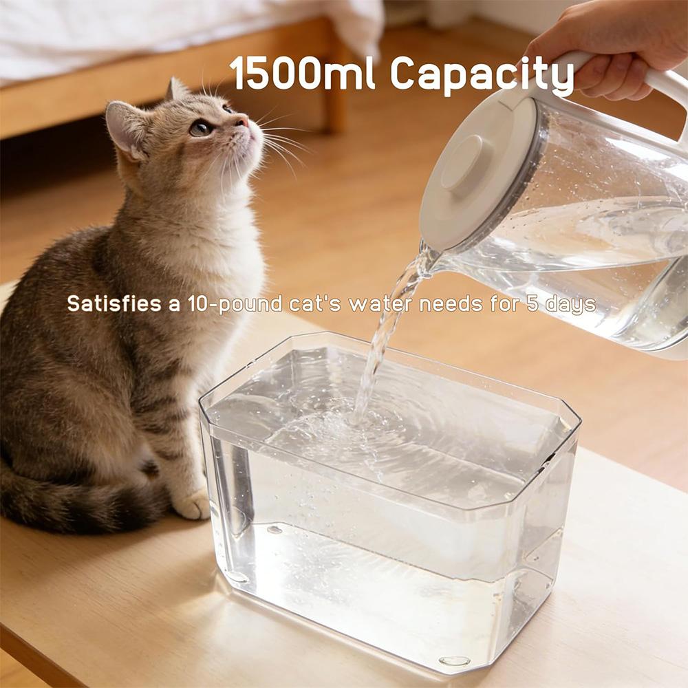 1.5L Cat Water Fountain Auto Filter USB Water Dispenser Live Circulation Filter Pet Drinker Quiet Pet Water Fountain for Cat Pet