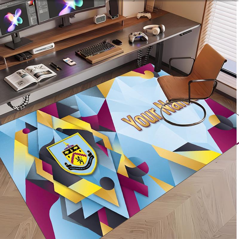 Personalized Crystal Velvet Carpet Burnley Football Pattern Non Slip Floor Rug