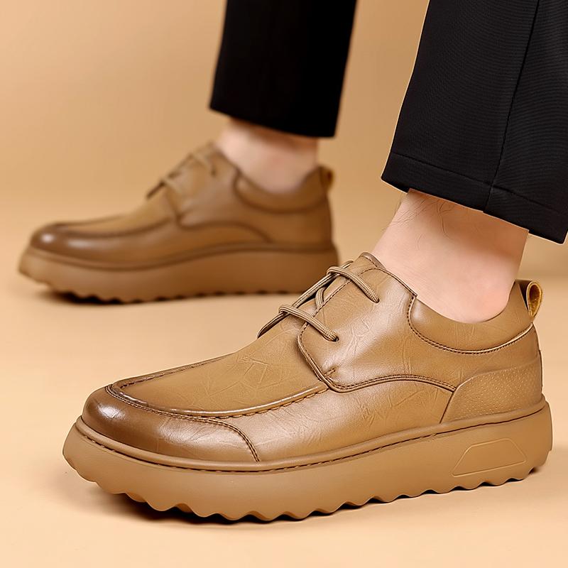 High Quality Brand Men's Genuine Leather Casual Shoes Thick Soled Low Cut Men's Oxford Shoes Versatile Office Work Shoes