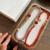 Natural New Chinese Style Necklace, Gray Agate and Red Agate Double Circle Bracelet, Cultural Item for Girls, Buddhist Prayer Beads