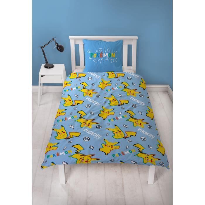 Parure De Lit - POKEMON - Pikachu Dans Tous Ses États - Microfibre - 1 Housse De Couette 140 X 200 Cm + 1 Taie 63 X 63 Cm