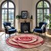 Elegant Pink Rose Round Rug with Dewdrops Non-Slip Machine Washable Floor Mat 2D Flat Aesthetic Floral Carpet for Bedroom Girls Room