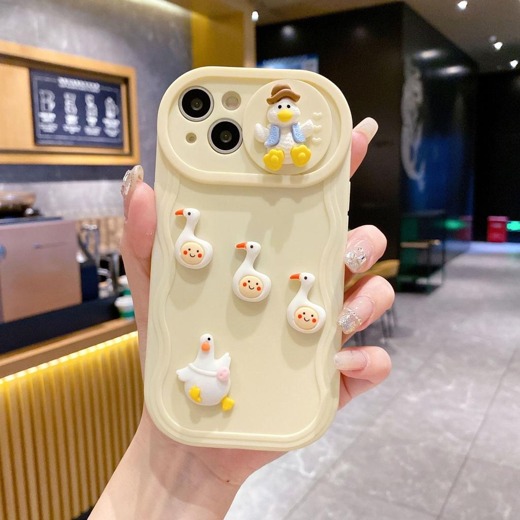 Wavy Push Window Suitable for Apple 16PRO Three-dimensional Duck Ball Mobile Phone Case IPhone 12/X Cute Tpu Protective Case