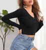 Autumn Winter Ribbed Strip Knitted Button Front Cardigan Women's Sweater Luxurious Relaxed-fit Slimming and Versatile Top
