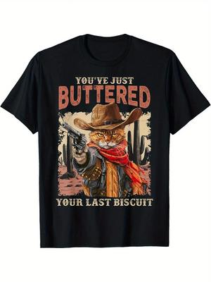 Cowboy Katze T-Shirt - Meowdy Du hast gerade deinen letzten Keks gebuttert