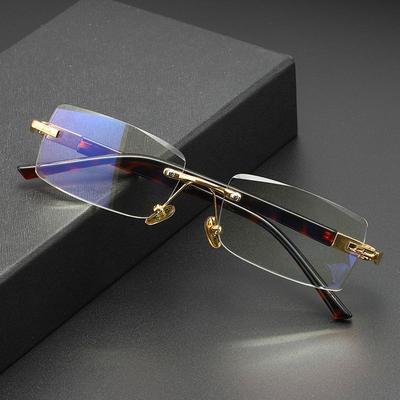 Natural Crystal Glass Lens Reading Glasses for Men Women Luxury Rimless Anti-fatigue Keep Eye Presbyopic Glasses Diopter Eyewear