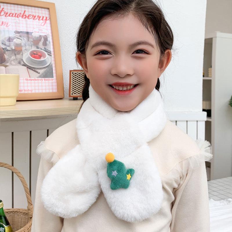 Children's Cute Cartoon Plush Neck Gaiter - Imitation Rabbit Fur, Warm and Versatile for Autumn and Winter