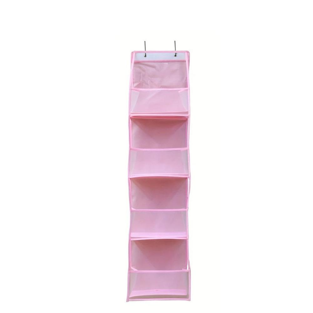Six Compartments Storage Hanging Bag Wall-mounted Visible Toy Snack Storage Bag Foldable Space Saving Bag Organizer Closet