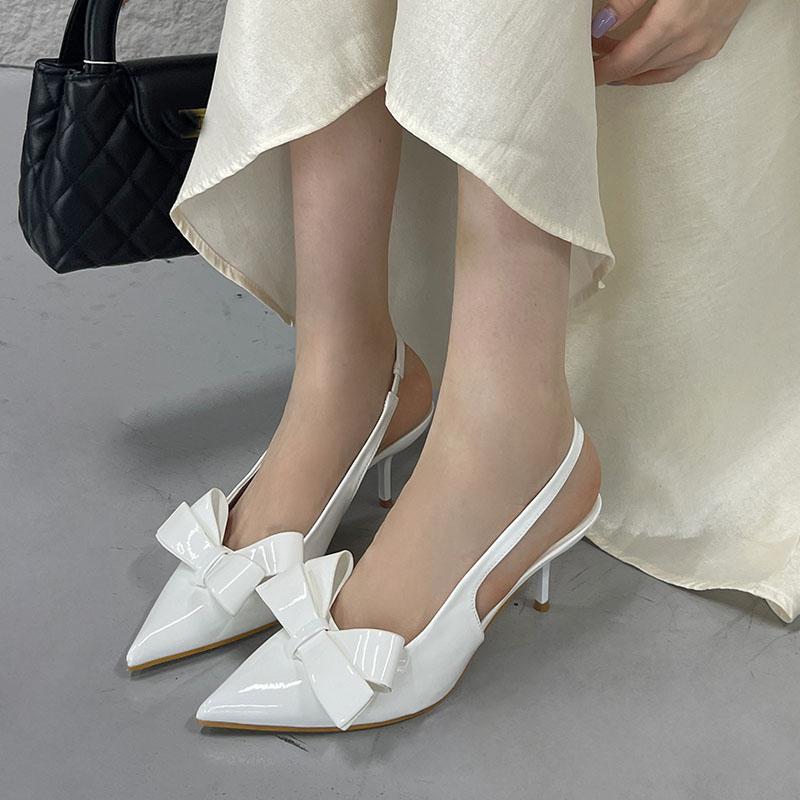 Fashion Fashion Pointed Toe Ladies Thin Heels Sandals Shoes New Footwear Butterfly-Knot Elegant Women Heeled Sandals Shoes Female Pumps