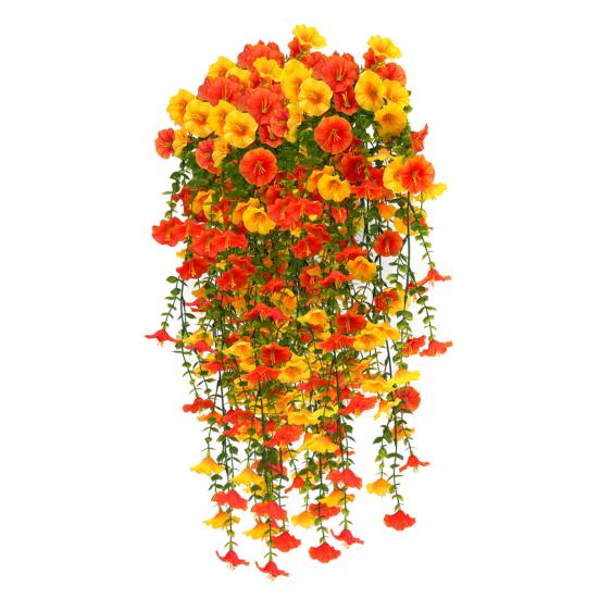 1/2/3/4Pcs Fall Hanging Artificial Morning Glory UV Resistant Realistic Fake Flower Wedding Party Indoor Outdoor Garden Wall Hanging Flower Decoration