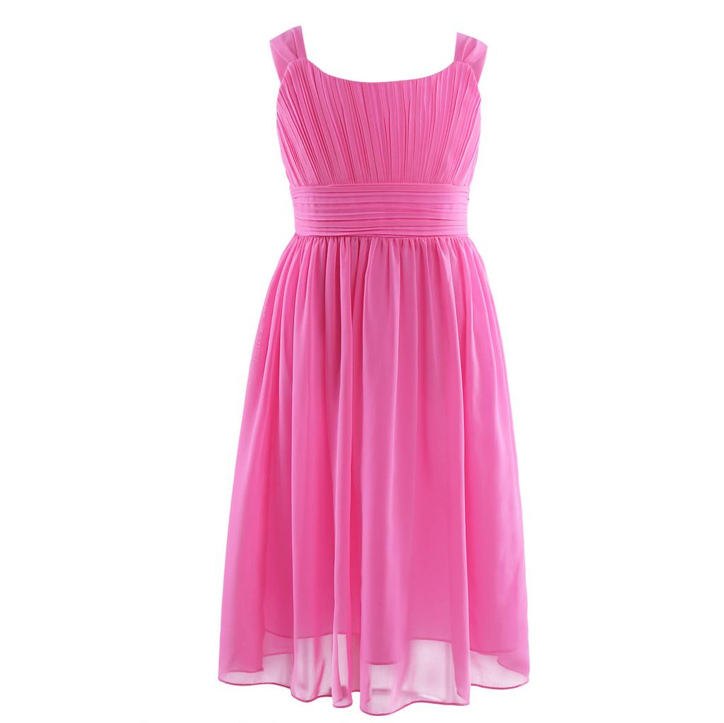 Kids Girls Chiffon Pleated Princess Pageant Dress Wedding Bridesmaid Birthday Party Formal Evening Dress