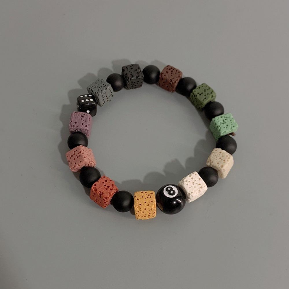 Obsidian Cross Bracelet Chinese Black Eight Billiard Bracelet Opal Beaded Student Party Bracelet