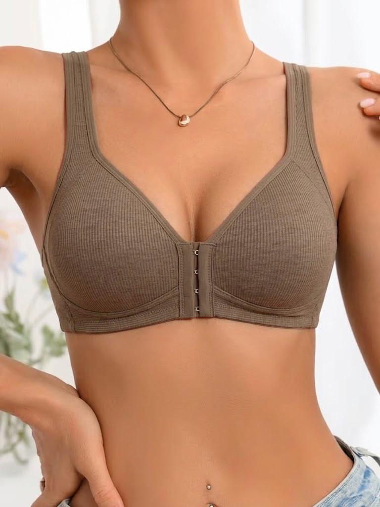 Drahtloser Push-Up Sport-BH mit Frontverschluss für Damen