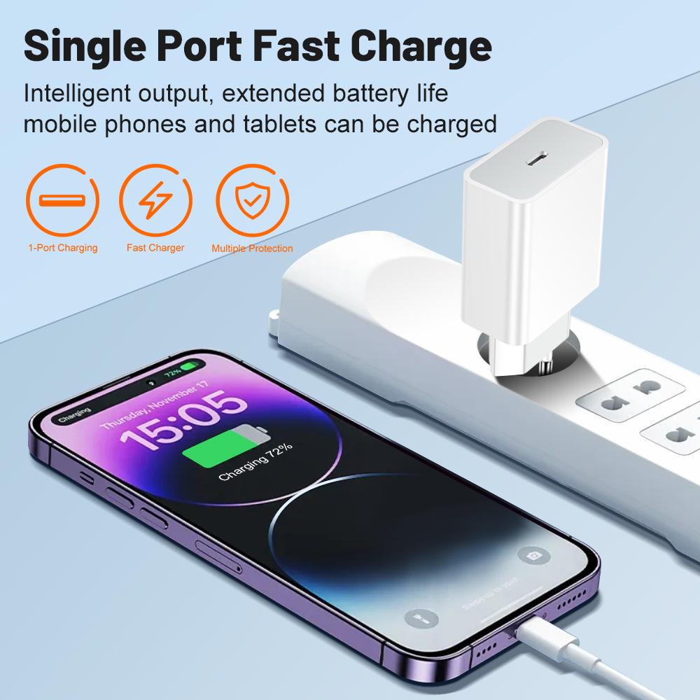 20W QC3.0 PD Single Port Travel Phone Charger with US/EU/UK Plug