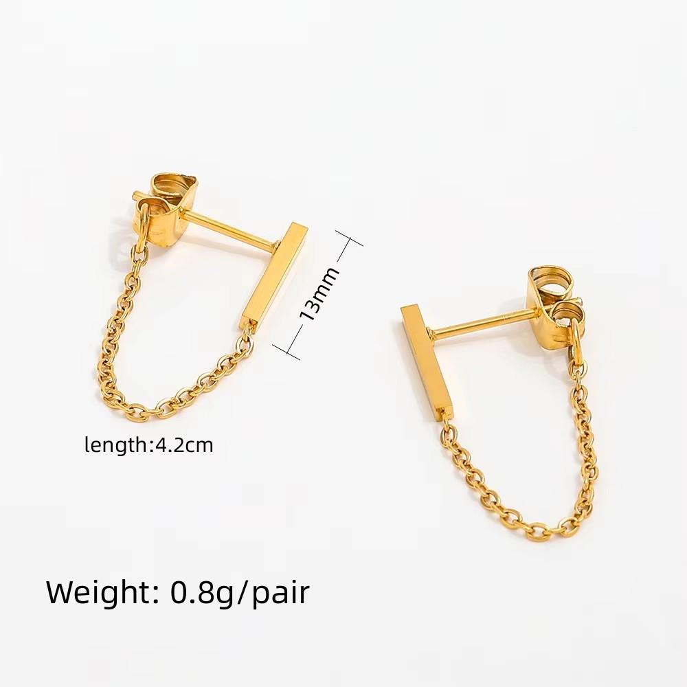 Fenny 18K PVD Plated High Quality Trendy Elegant Chain Tassel Drop Stainless Steel Hoop Earring for Women