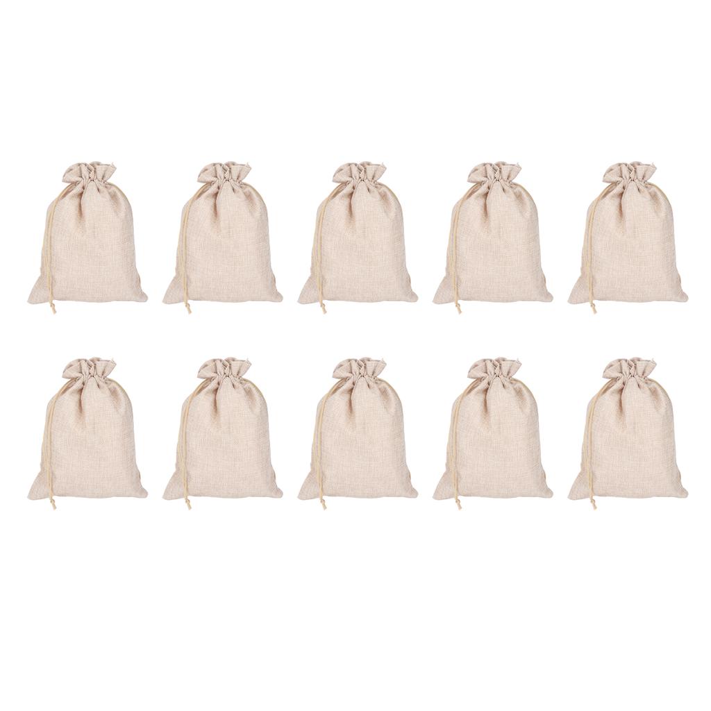 10Pcs Cotton Linen Bag Small Storage Drawstring Bag 9 X 6.7in Reusable Storage Bag for Bread Flowers