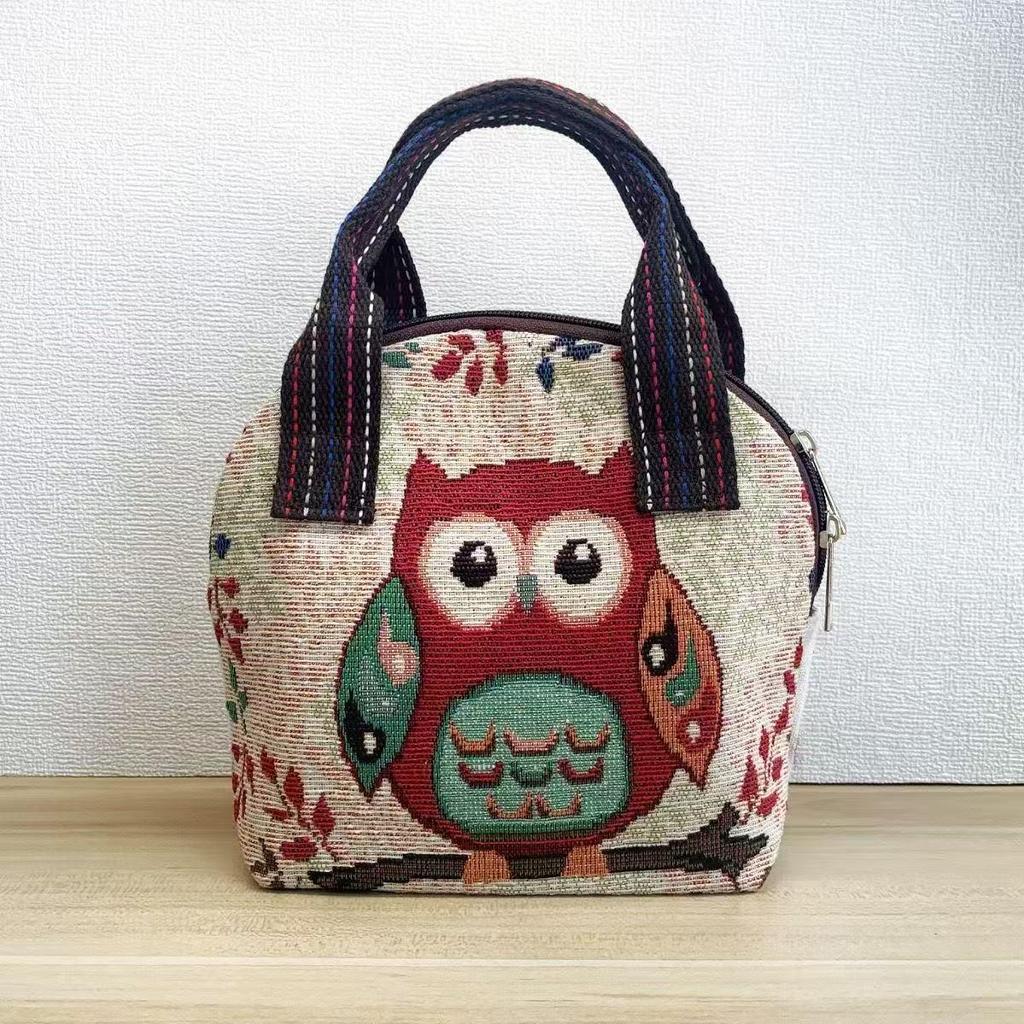 Embroidered Ethnic Canvas Handbag for Women: Shell-Shaped Purse with Jacquard Design