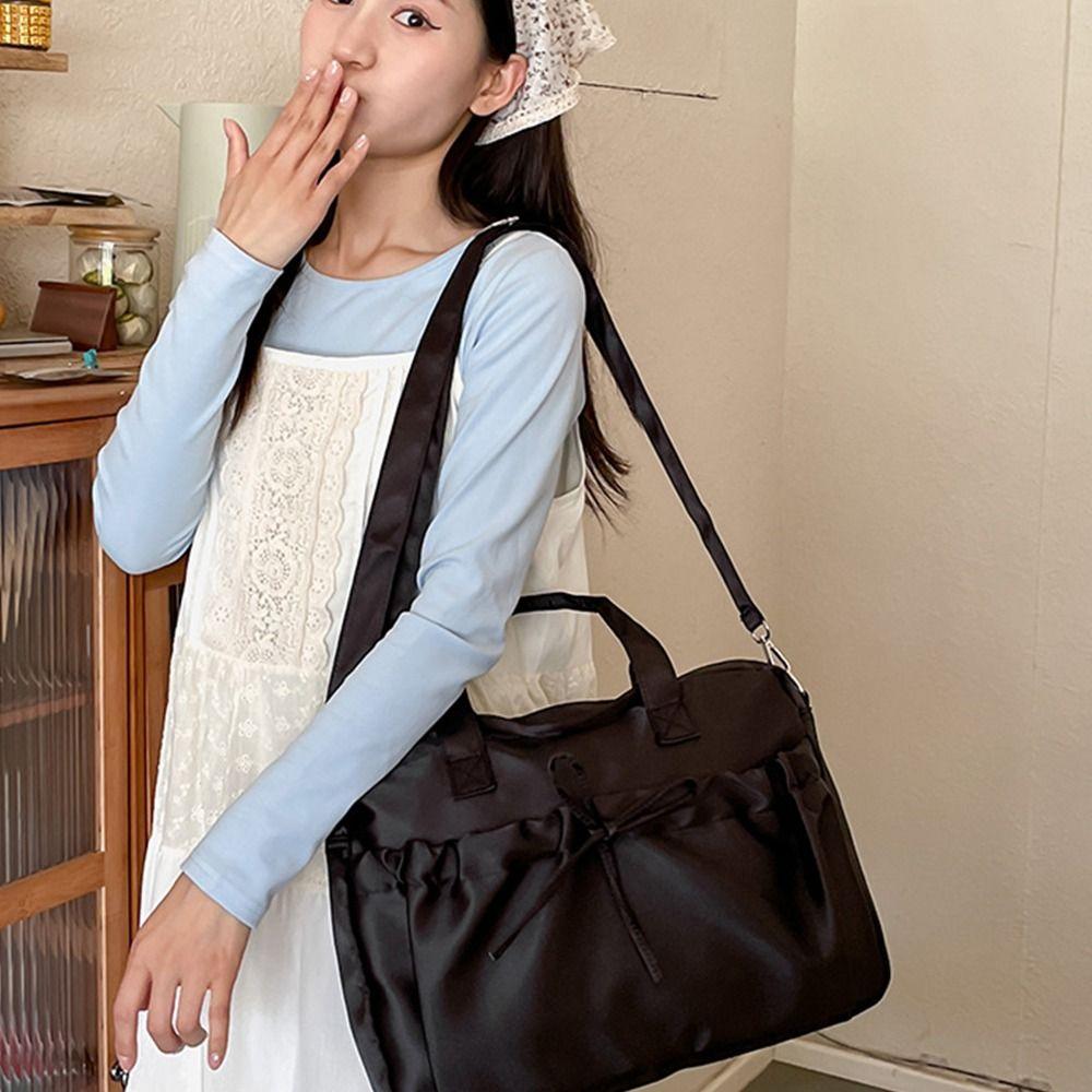 Portable Satin Bow Hand Bag Korean Style Fashion Laptop Bag Cool INS Shoulder Bag  Girls