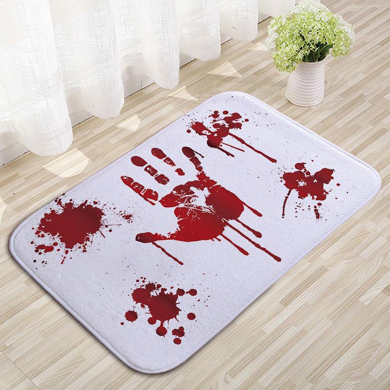 Halloween Carpet Soft Noise Reduction Home Decor Creative Horror Blood Handprint Entrance Doormat Bathroom Foot Mat