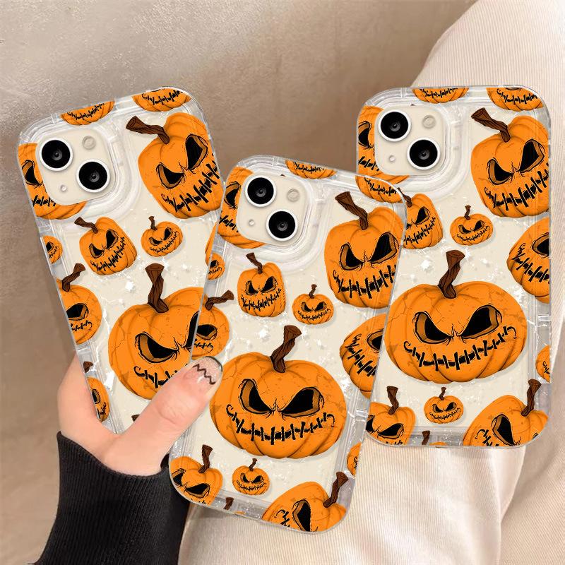 Halloween pumpkin is suitable for iPhone17 mobile phone case Apple 16Pro airbag 14/15 factory anti-drop 13 generation