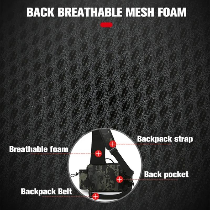 Fishing Equipment Backpack Bait Box Equipment Storage Bag Men's Fishing Backpack with Pole Holder Sling Shoulder Bag Multifunctional Waist Chest Bag