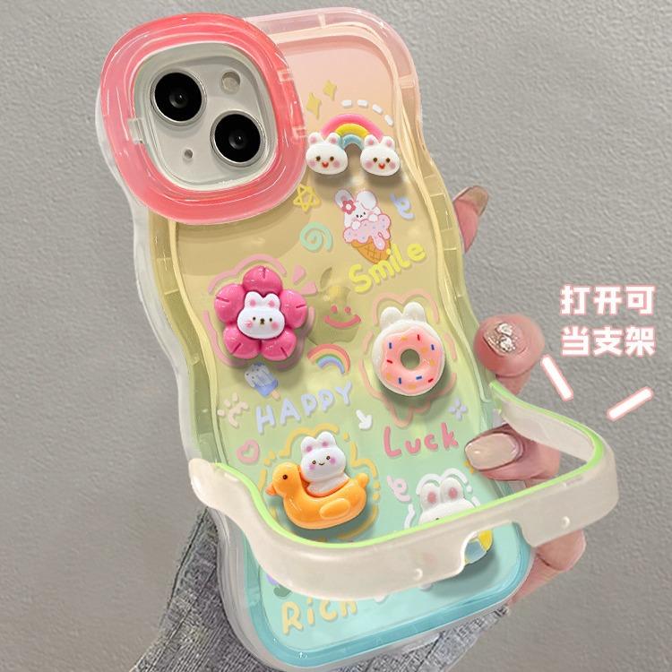 Rainbow Rabbit doll for Apple 11promax mobile phone case iphone11 with bracket 11 silicone 11 cute