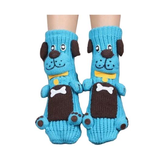 1 Pair Knitted Animal Socks Autumn Winter Thick Warm Knitting 3D Animal Doll Mid-calf Socks Women Stretch Home Floor Carpet Sleeping Socks