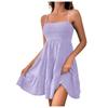 IHUASU Women's Summer One-line Neck Fine Strap Solid Color Matching Texture Dress