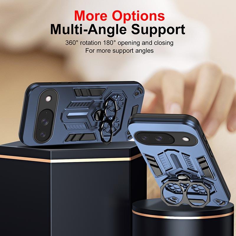 Shockproof Armor Case For Google Pixel 10 Pro 5G Dual Finger Ring Rotate Metal Bracket Stand Holder Cover